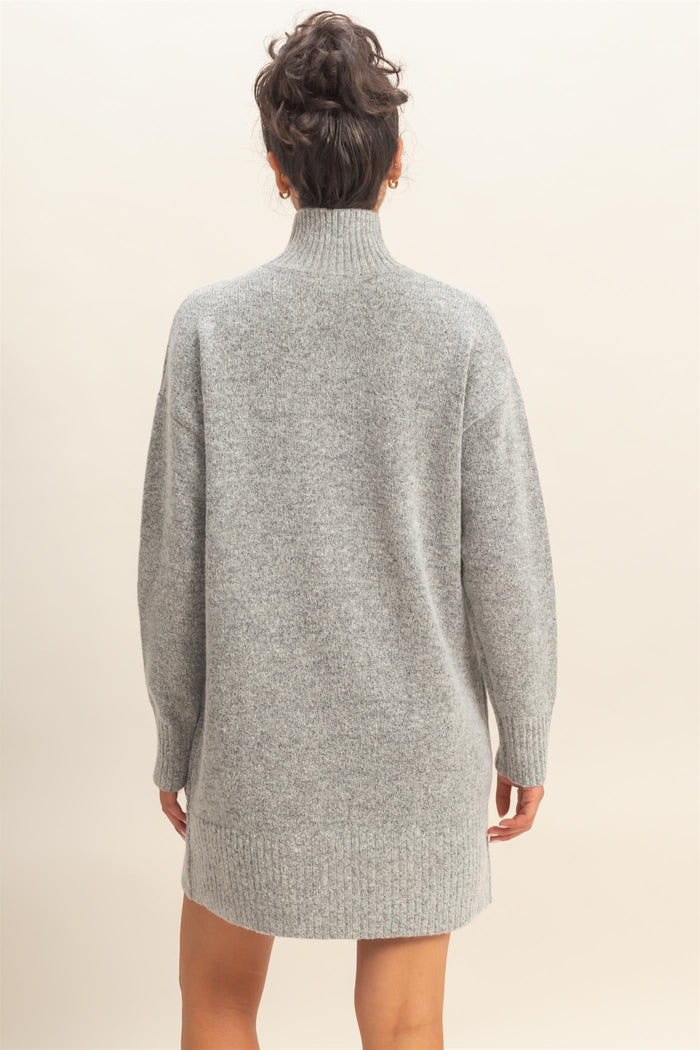 Heather Grey High Neck Sweater Mini Dress