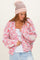 Pink Multicolor Chunky Knit Open Front Cardigan