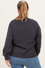 Charcoal Pullover Terry Maternity Plus Crewneck