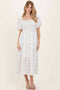 White Floral Puff Sleeve Tiered Maxi Dress