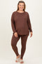 Brown Brushed Knit Oversized Top and Legging Maternity Plus Set