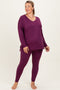 Plum Brushed Knit Oversized Top and Legging Maternity Plus Set