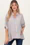 Brown Striped Button Up Dolman Maternity Top