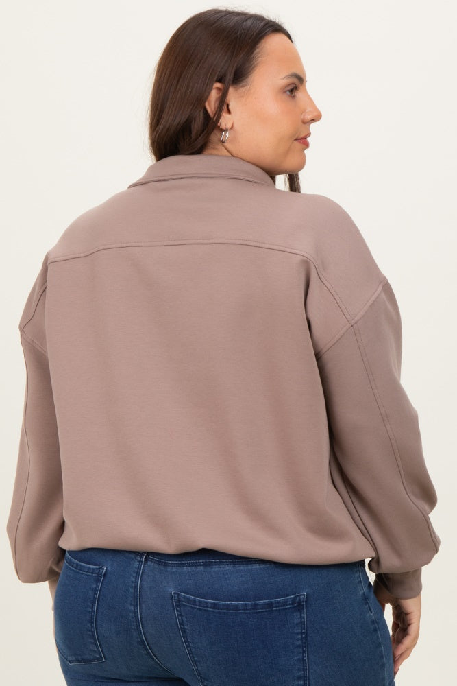Light Mocha Half Zip Plus Pullover