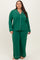 Forest Green Button Down Top Wide Leg Pant Plus Pajama Set