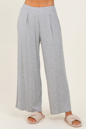 Heather Grey Wide Leg Ankle Lounge Pants