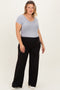 Black Fold Over Waist Wide Leg Maternity Plus Lounge Pants