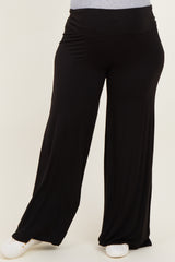 maternity plus black wide-leg pants with a comfortable waistband, perfect for casual wear