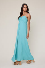 Aqua Knit Contrast Stitch Detail Midi Dress