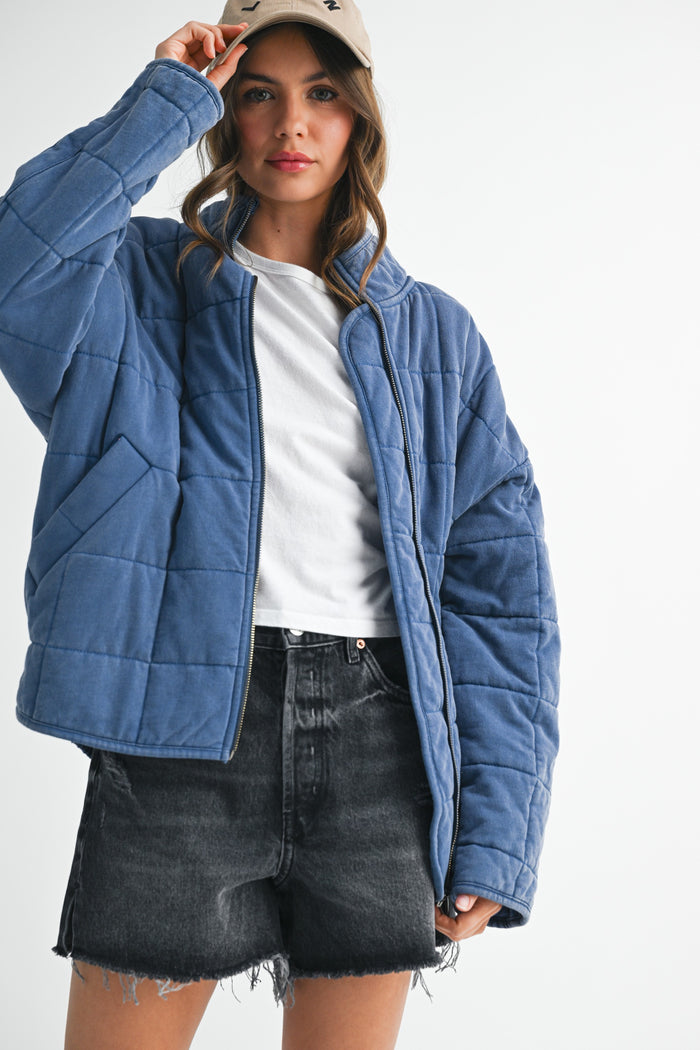 Denim Oversized Quilted Jacket