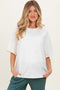 Cream Crew Neck Short Sleeve Oversized Maternity T-Shirt