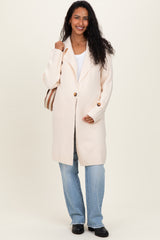 Ivory Knit Long Maternity Sweater Coat