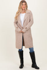 Beige Knit Long Sweater Coat