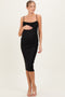 Black Glitter Ruched Maternity Midi Dress