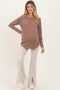 Mocha Textured Rib Thumb Hole Maternity Long Sleeve Top