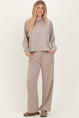 Beige Crewneck Pullover Pant Set