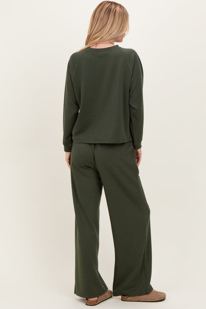 Olive Crewneck Pullover Pant Set