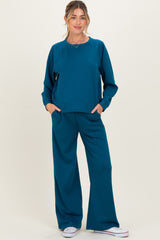 Deep Teal Crewneck Pullover Pant Maternity Set