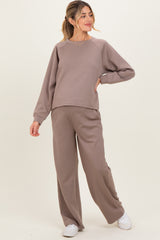 Mocha Crewneck Pullover Pant Maternity Set