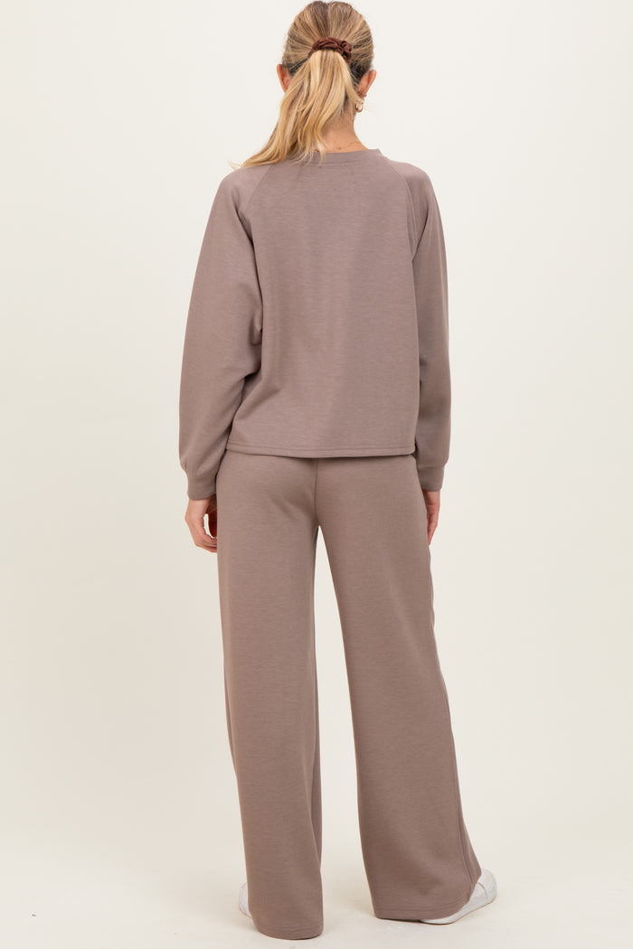 Mocha Crewneck Pullover Pant Maternity Set