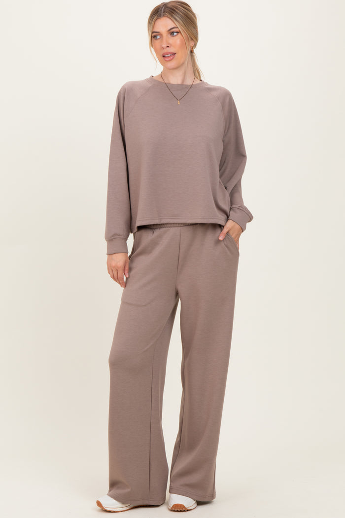Mocha Crewneck Pullover Pant Set