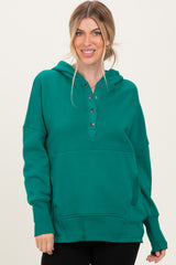 Forest Green Fleece Snap Button Hoodie