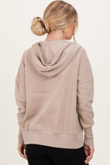 Beige Fleece Snap Button Hoodie