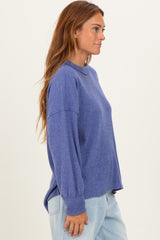 Periwinkle Brushed Ribbed Knit Pullover