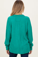 Green Brushed Ribbed Knit Maternity Pullover