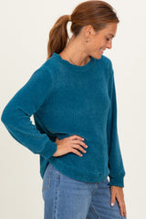 Teal Chenille Knit Sweater