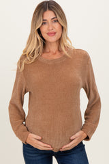 Camel Chenille Knit Maternity Sweater
