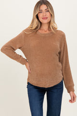 Camel Chenille Knit Maternity Sweater