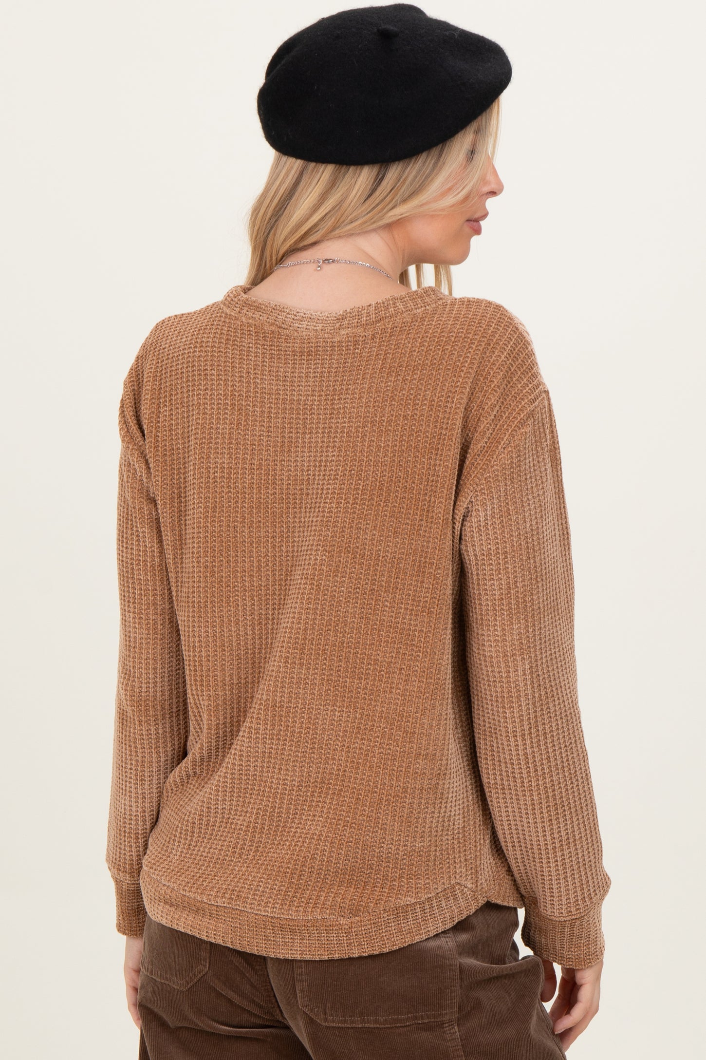 Camel Chenille Knit Sweater