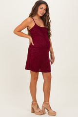 Burgundy Sequin Sleeveless Maternity Mini Dress
