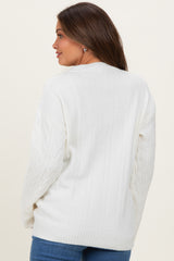 Ivory Braid Knit Pattern Soft Fluffy Maternity Sweater Top
