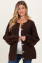 Brown Knit Oversized Maternity Button Cardigan