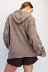 Mocha Brushed Knit Oversized Hoodie