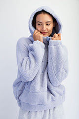 Lavender Faux Sherpa Quarter Zip Hoodie