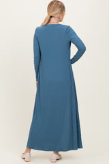 Navy Ribbed Sleeveless Dress Cardigan Set