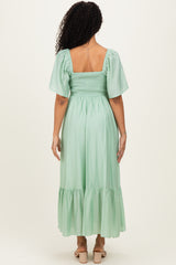 Mint Flutter Sleeve Ruffle Hem Midi Dress