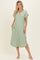 Sage Striped Button Detail Midi Dress