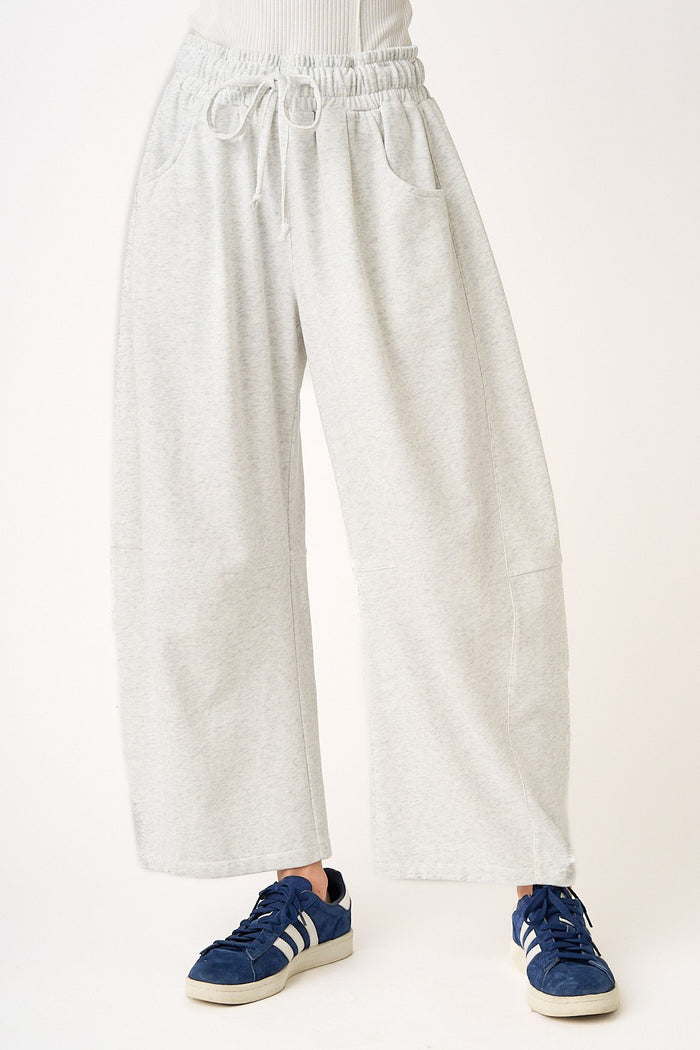 Ivory Barrel Leg Terry Sweatpants