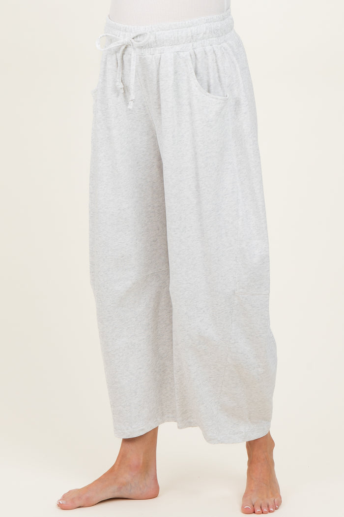 Ivory Barrel Leg Terry Maternity Sweatpants