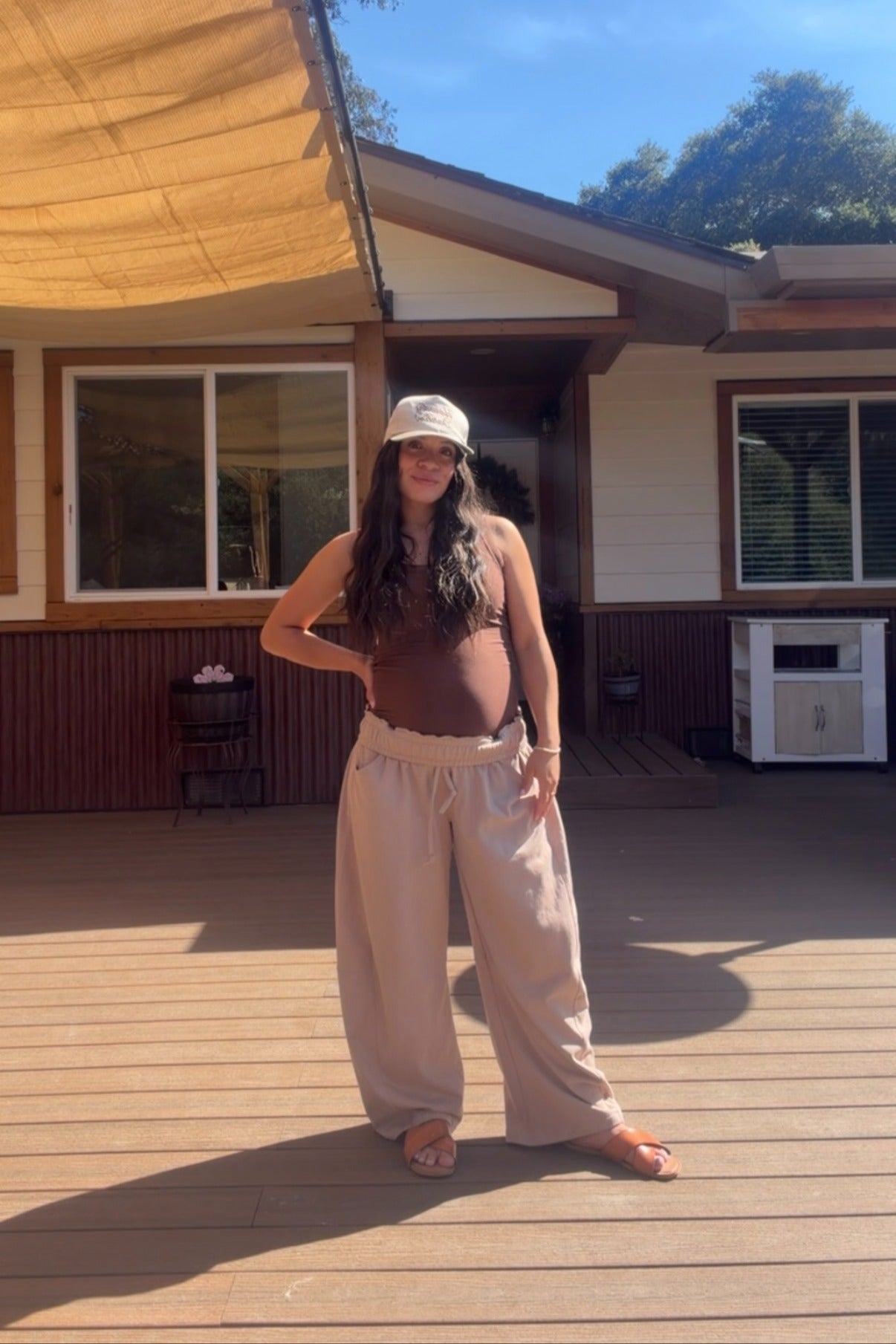 Taupe Barrel Leg Terry Maternity Sweatpants