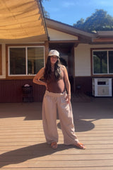 Taupe Barrel Leg Terry Maternity Sweatpants