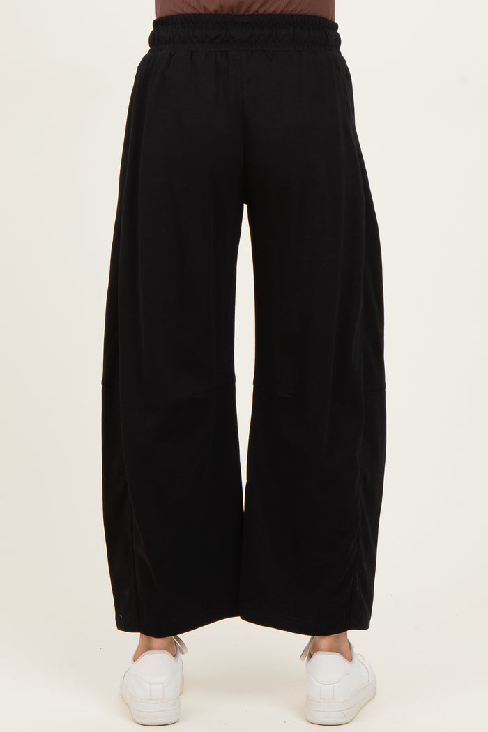 Black Barrel Leg Terry Maternity Sweatpants