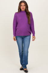 Violet Mock Neck Exposed Seam Maternity Sweater