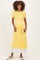 Yellow Knit Pleated Sash Tie Maternity Midi Dress