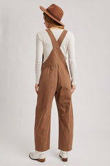 Mocha Barrel Leg Overalls