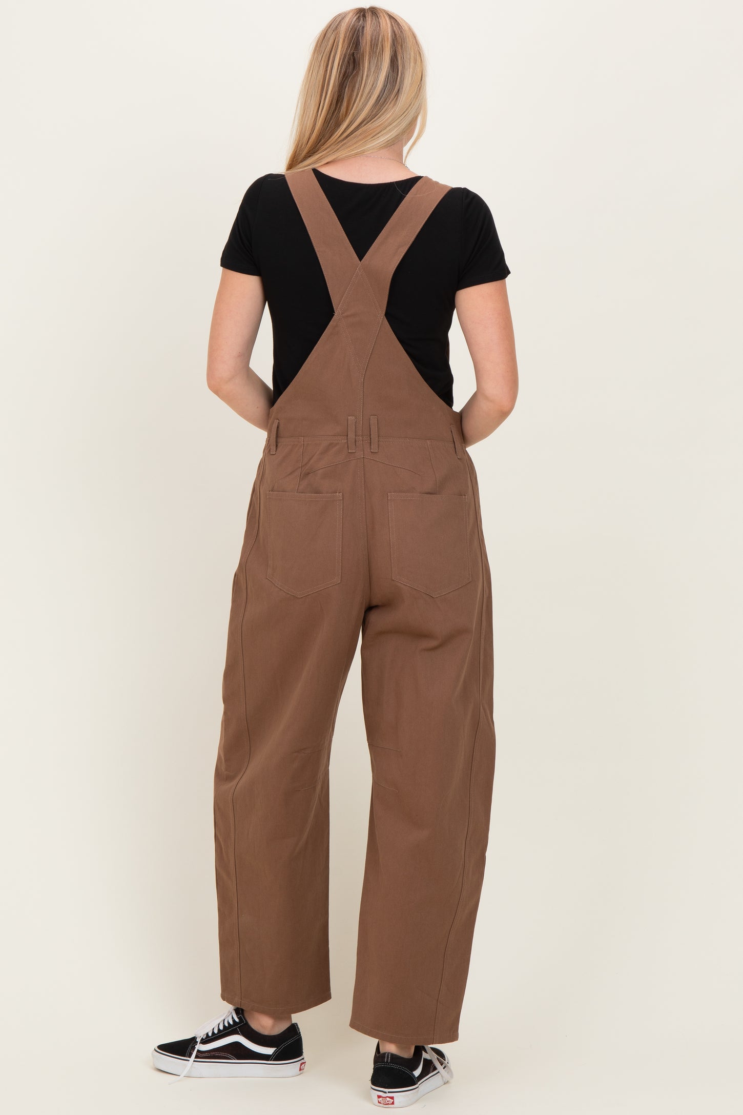 Mocha Barrel Leg Overalls